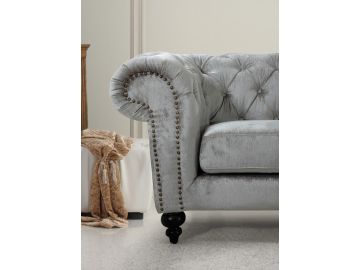 Alexandrina Grey Tufted Fabric Sofa Set