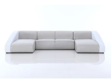 Pratt Modern Grey & White Leather Sectional Sofa