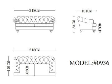 Monarch Modern Orange Tufted Fabric Sofa Set