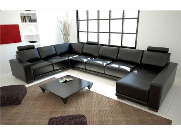 1001 Modern Dark Brown Leather Sectional Sofa 