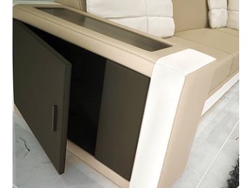 1003 Modern Beige Leather Sectional Sofa 