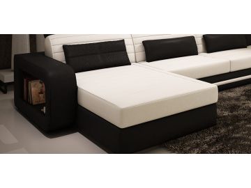 1005C Contemporary Black and White Leather Sectional Sofa