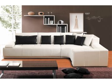 1007B Modern Black Leather Sectional Sofa 