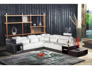 1008 Modern White Leather Sectional Sofa 