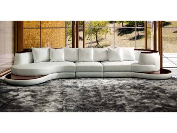 Rodus Rounded Corner Italian Leather Sectional Sofa With High Gloss Trim