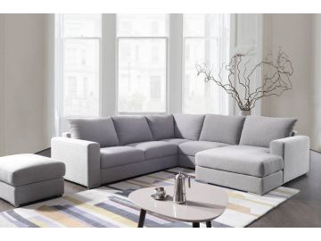 Valley Modern Grey Fabric Sectional Sofa & Ottoman