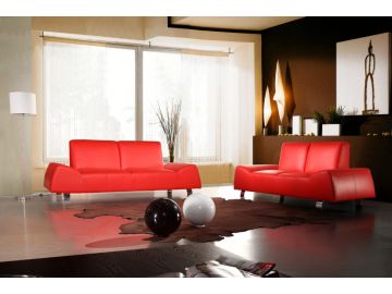Renava Italian Leather 120 Sofa Set in Red