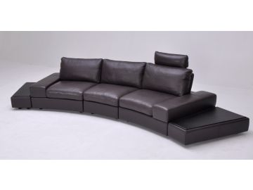 Lilac Espresso Full Grain Leather Sectional Sofa