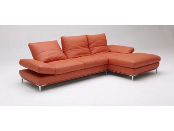 Dahlia Modern Orange Leather Sectional Sofa