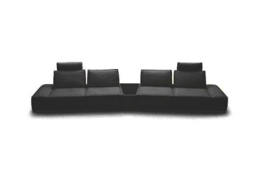 Orchid - Contemporary Black Italian Leather Sectional Sofa