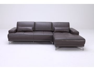 Spirea Modern Grey Leather Sectional Sofa