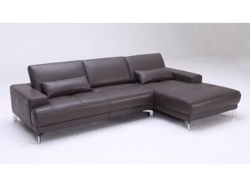 Spirea Modern Grey Leather Sectional Sofa