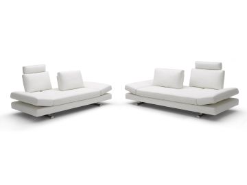 Contemporary White Leather Sofa Set