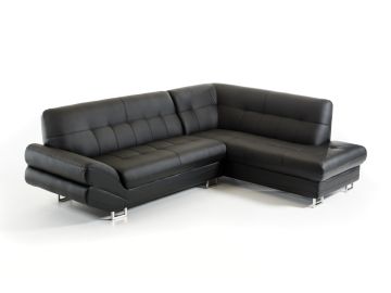 1504 Modern Black Bonded Leather Sectional Sofa