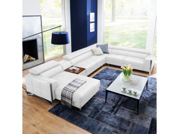 Arles Modern White Leather Sectional Sofa