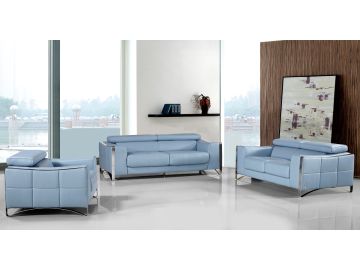 1504 Modern Light Blue Leather Sofa Set