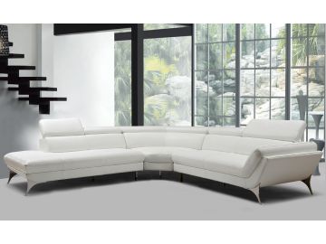 Graphite - Modern White Leather Left Facing Sectional Sofa