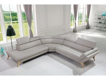 Graphite Modern Grey Leather Sectional Sofa
