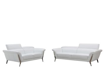 Ronen Modern White Leather Sofa Set