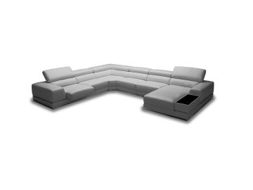 Chrysanthemum Modern Grey Eco-Leather Sectional Sofa