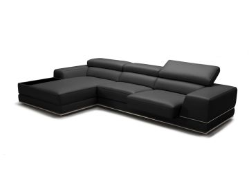 Chrysanthemum Mini Modern Black Leather Sectional Sofa