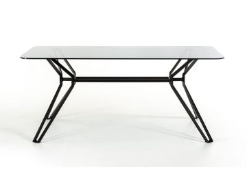 Synergy Mid-Century Smoked Glass Dining Table