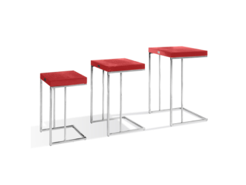 Amelia - Modern Red Crocodile Lacquer End Table Set