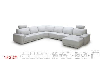 Cypress - Modern White Eco-Leather Sectional Sofa with Headrests