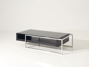 Garnet Modern Black Oak and Glass Coffee Table