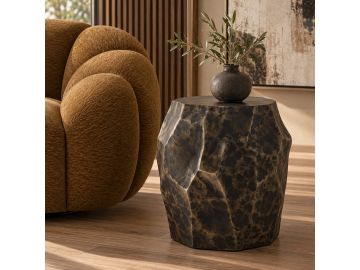 Koussi - Modern Black + Bronze Concrete End Table