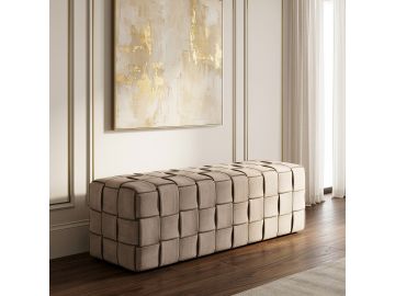 Rousey - Modern Taupe Fabric Bench