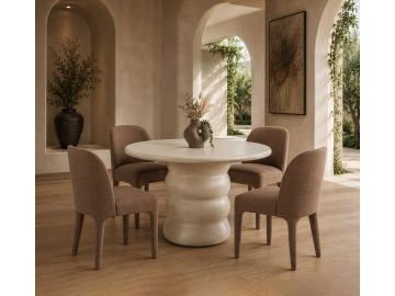 Sosso - Modern Beige Round Fiberform Dining Table