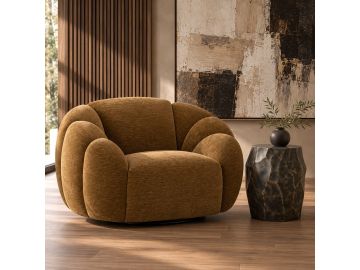 Thune - Modern Brown Fabric Swivel Accent Chair