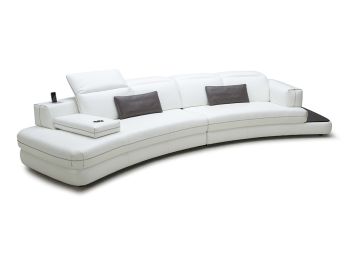 Magnolia White Full Leather Sofa w/ iPhone Dock Speakers