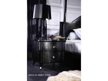 AA315-61 Gothic Black Crocodile Night Stand