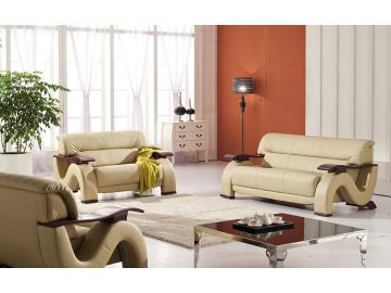 2033 Beige Modern Bonded Leather Sofa Set