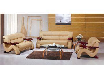 2033 Contemporary Leather Sofa set in Beige Color 