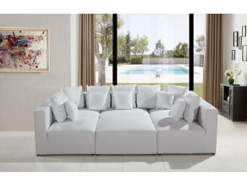 206 Modern White Leather Sectional Sofa