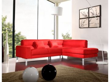 Renava Italian Leather 216 Sectional Sofa In Red