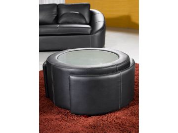 2224 Modern Black Leather Sectional Sofa 