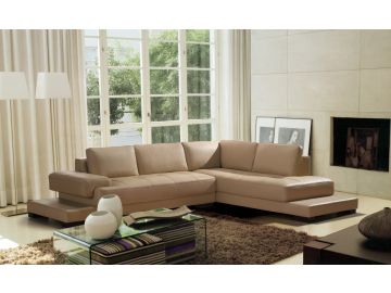 2226 Modern Beige Leather Sectional Sofa