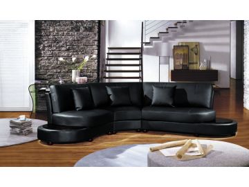 2229B Modern Black Leather Sectional Sofa