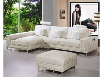 2265B Modern Black Bonded Leather Sectional Sofa