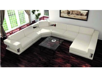 2315B Modern Orange Leather Sectional Sofa