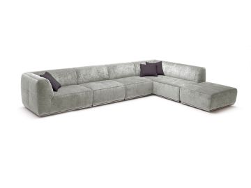 Hawthorn Modern Fabric Sectional Sofa and Ottoman