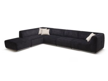 Hawthorn Modern Fabric Sectional Sofa and Ottoman