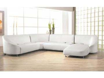 2513 Modern White Leather Sectional Sofa