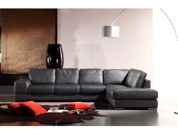 260 Black Leather Sectional Sofa