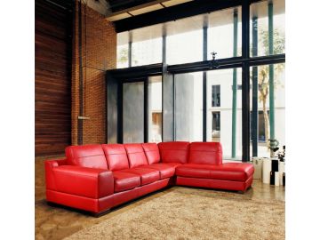 Renava Italian Leather 260 Sectional Sofa in Red