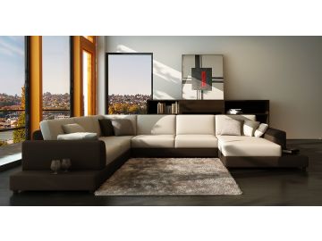 2616 Modern White Fabric Sectional Sofa